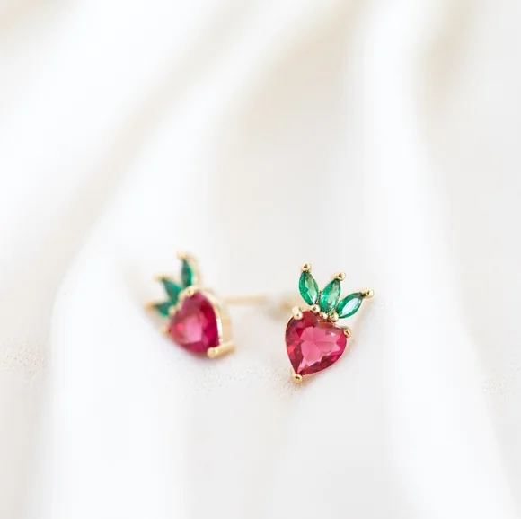 Sweet Strawberry Studs (S925) - Only 3 left! - Picture 4 of 9